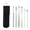 6Pcs/set Ear Cleaner Ear Wax Pickers Stainless Steel Earpick Wax Remover Piercing Kit Earwax Curette Spoon Care Ear Clean Tools. 