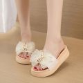 New Lace Bow Open Toe Flat Summer Slipper For Women By Chapals.np. 