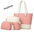 3-Piece Dual-Tone Women’s Handbag Set - Textured PU Leather Large Tote with Tassel Detail - Matching Crossbody Messenger Purse & Mini Pouch for Ladies - New 2026 Office & Party Wear Collection. 