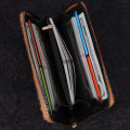 Cross-border PU long wood grain large-capacity multi-card slot personality literary retro wood grain women's wallet. 