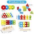 Wooden Stacking Toys, Shape Sorting Board & Wooden Toddler Fishing Toys, Shape Color Recognition Blocks Matching Puzzle Preschool Learning Toys for Kids Boys & Girls. 