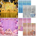 1/2/3Pack Glitter Party Backdrop Metallic Foil Tinsel Fringe Curtain Birthday Wedding Graduations Decoration Anniversary Photo..