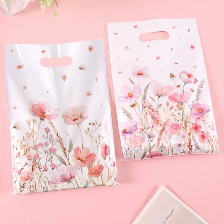 10/20/50pcs%20Spring%20Wildflowers%20Plastic%20%20Bags,%20Floral%20Grass%20Butterfly%20Design%20Handheld%20Bag%20for%20Wedding,%20Mother's%20Day,%20Birthday%20-%20Image%205