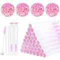 50Pcs Eyelash Brush Tube Disposable Mascara Wands Tube Reusable Lash Spoolies Brush Dust-proof Cleaner Storage Tubes. 