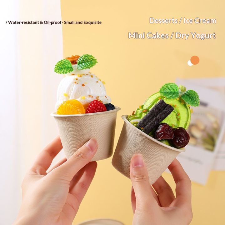 5/10/20/50pcs%205OZ%20Ice%20Cream%20Cup%20Environmentally%20Friendly%20Degradable%20Disposable%20Celebrity%20Dessert%20Pulp%20Light%20Food%20Paper%20Bowl%20-%20Image%203