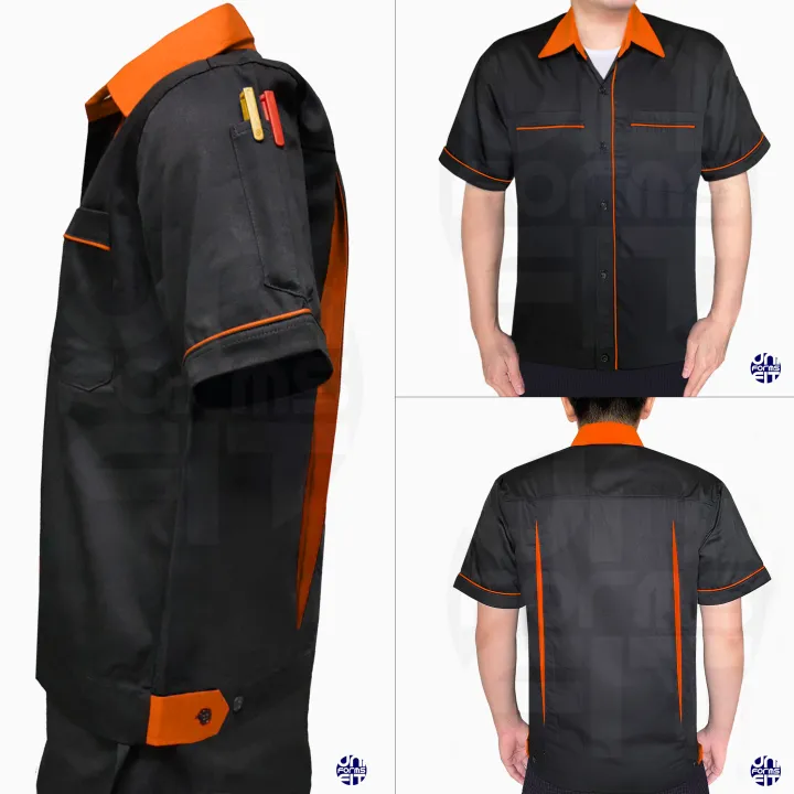 Mechanic's%20shirt,%20short-sleeved%20shop,%20black%20background,%20color,%20standard%20fabric,%20durable%20texture%20-%20Image%204