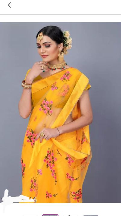 Bollywood%20Fabric%20Net%20Saree%20Women's%20Indian%20Style%20Party%20Wear%20Dress%20Material%20with%20Blouse%20Piece%20-%20Image%203