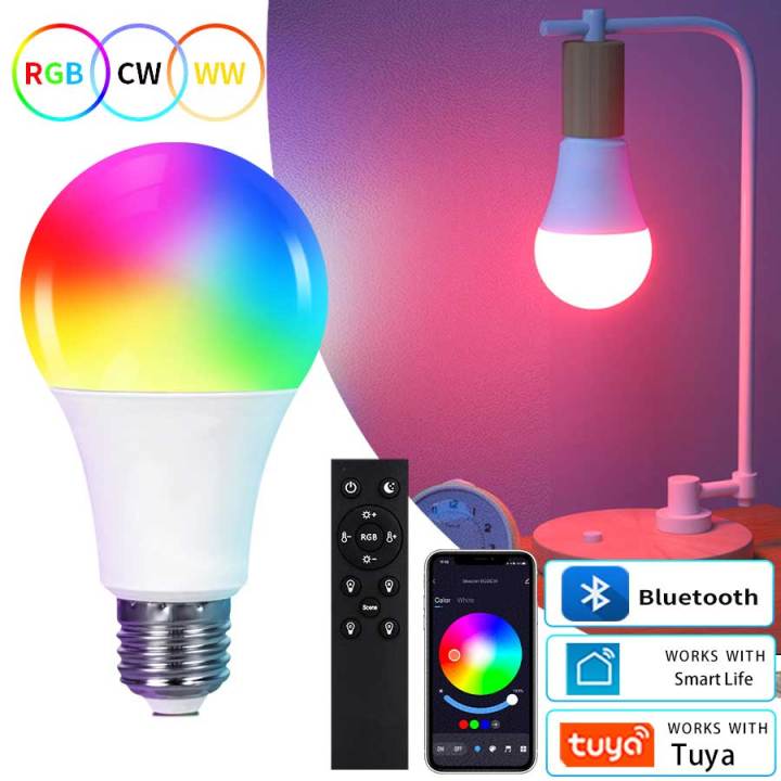 E27 Bluetooth Smart LED Bulb 220V 9W 15W 18W Tuya Lamp Smart Life APP ...