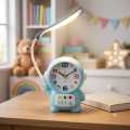 Astronaut Desk Lamp with Alarm Clock for Kids, Led Night Light Eye-care Small Desk Lamps with Clock for Boys and Girls. 
