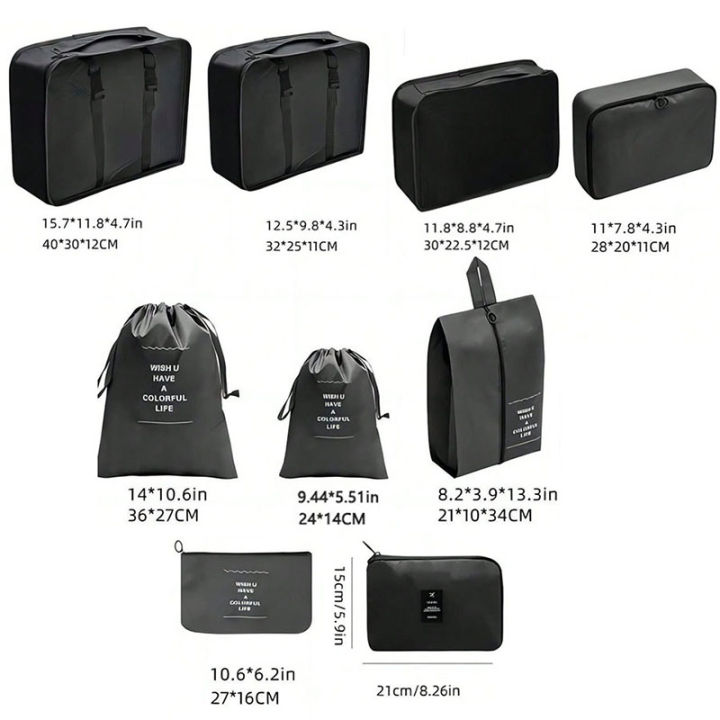 9Pcs%20Travel%20Organizer%20Bags%20Suitcase%20Packing%20Cubes%20Portable%20Fold%20Wardrobe%20Luggage%20Clothes%20Makeup%20Digital%20Shoe%20Storage%20Bags%20-%20Image%203
