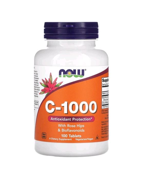 Now foods vitamin C 1000, With Rose Hips and Bioflavonoids, 100 Tablets