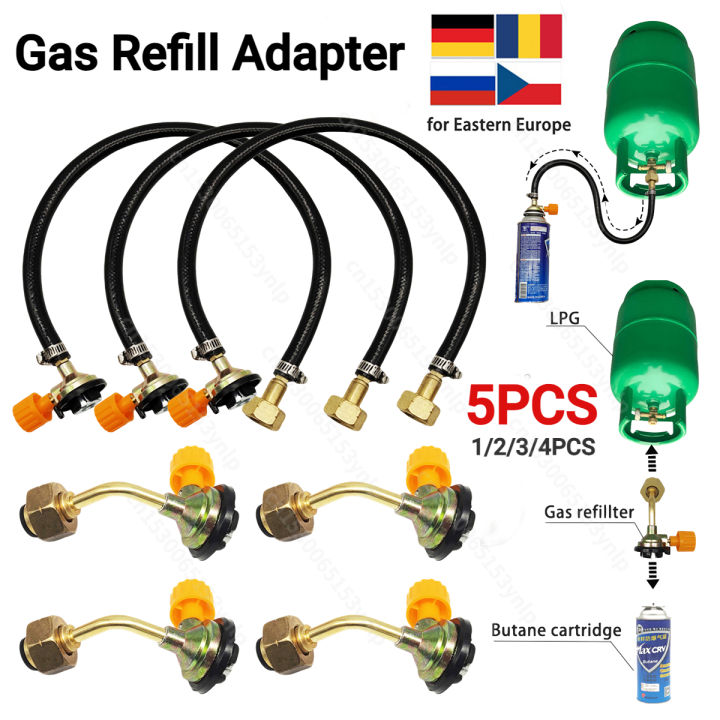 Gas Refill Adapter Leakproof Gas Refill Pipe Tube Russian Filling Valve Direct Connector Cassette Cylinder Inflatable Adapter