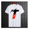 Men's White Color Alphabet "T" T-Shirt – Half Sleeve, Round Neck, Stylish & Comfortable Casual Wear.