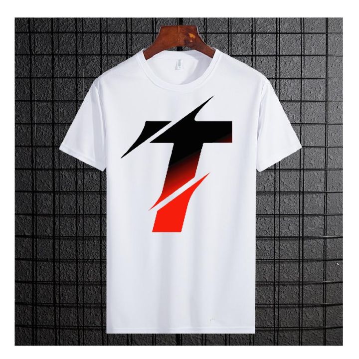 Men's White Color Alphabet "T" T-Shirt – Half Sleeve, Round Neck, Stylish & Comfortable Casual Wear