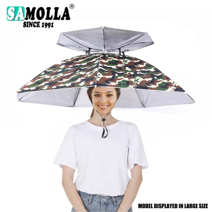 Portable Rain Umbrella Hat Army Green Foldable Outdoor Pesca Sun Shade Waterproof Camping Fishing Headwear Cap Beach Head Hats