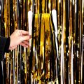 Birthday Party Decorations Backdrop Curtains Glitter Black Gold Tinsel Fringe Foil Curtain Background Wedding Adult Anniversary.