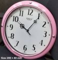 Genuine Rikon Brand Wall Clock, Round Shape, Pink Frame with White Dial,  Made in India. 