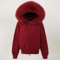 Coat Women Cardigan Natural Fox Fur Coat Women Real Mongolian Fur Knitwear Female Spring Autumn Hooded Knitted Fur Jacket. 