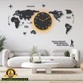 World map design laminated wall clock with backlight. 