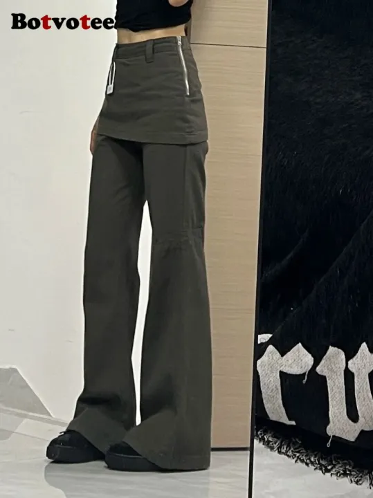 Botvotee%20Fake%20Two-Piece%20Plus%C2%A0size%20Wide%20Leg%20Jeans%20for%20Women%202025%20New%20Y2k%20Fashion%20Streetwear%20High%20Waisted%20Flare%20Denim%20Pants%20-%20Image%205