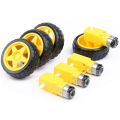 (4 Pcs combo) For Arduino Smart Car Robot Plastic Tire Wheel with DC 3-6V Gear Motor. 