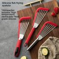 The kitchen anti-scalding frying spatula heat-resistant frying fish spatula all stainless steel spatula home outdoor cooking.