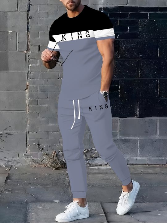 2025 Summer New Street hip-hop casual Fashion 3D letter pattern Printed Soft Comfortable and breathable men's set