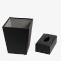 Black Leather Dustbin & Tissue Box Set | Leather Dustbin Set. 