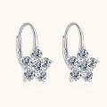 Original 925 Sterling Silver Flower Hoop Clip Earrings D0.60CT Full Moissanite Earrings for Women Wedding Jewelry Valentine Gift. 