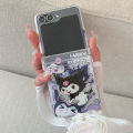 Stand Holder Cute Cartoon Sanrio Kuromi My Melody Phone Case For Samsung Galaxy Z Flip 7 6 5 4 3 Cases TPU Cover With Lanyard. 