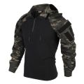 Outdoor Shirts Camo Combat T-Shirt Hooded Men Tactical Shirt Wear Resistance Airsoft Paintball Camping Hunting Clothing.