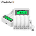 PUJIMAX LCD Display Smart Intelligent Battery Charger With 4 Slots For AA/AAA NiCd NiMh Rechargeable Batteries aa/aaa Charger. 
