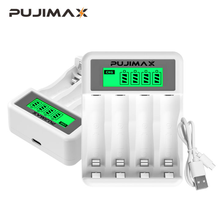 PUJIMAX LCD Display Smart Intelligent Battery Charger With 4 Slots For AA/AAA NiCd NiMh Rechargeable Batteries aa/aaa Charger