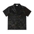 Dark Icon Jacquard Satin Material Button Down Men's Shirt Summer Soft Material Shirts for Man Vintage Street Shirts Male Top. 