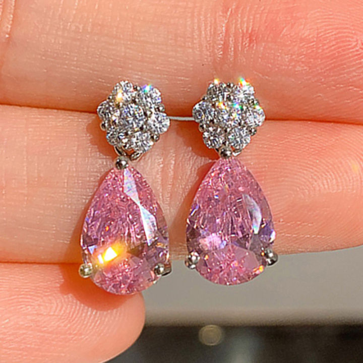 Huitan%20Temperament%20Sweet%20Pink%20Pear%20Cubic%20Zirconia%20Drop%20Earrings%20for%20Women%20Exquisite%20Flower%20Shape%20Earrings%20Gift%20Statement%20Jewelry%20-%20Image%205