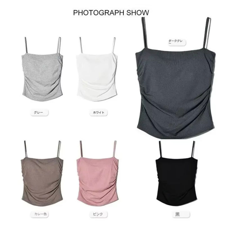 Women's%20Cotton%20Sling%20Camisole%20Crop%20Sleeveless%20Shirt%20Straps%20Skinny%20Tank%20Summer%20Simple%20Lady%20Bra%20Base%20-%20Image%202