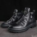 New Spring Luxury Minimalist Men Ankle Boots Fashionable Versatile High Top Shoes Zipper Retro Comfortable Men's Boots. 