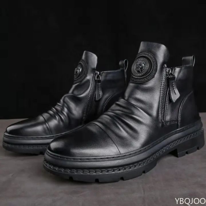New%20Spring%20Luxury%20Minimalist%20Men%20Ankle%20Boots%20Fashionable%20Versatile%20High%20Top%20Shoes%20Zipper%20Retro%20Comfortable%20Men's%20Boots%20-%20Image%202