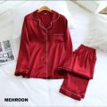 Plain Silk Night Dress For Girl/Silk Night Suit For Women/Girls/Silk Sleepwear For Women/Silk Nightwear for women pjs for women. 