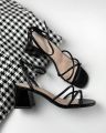 Women’s Fashion 3-Inch Striped Block Heel Sandals – Luxurious, Comfortable & Easy to Walk in for Bridal, Party, Office, and Every Function – Available in Black, White, and Beige. 