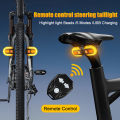 Bicycle Turn Signal Light Wireless Remote Control Taillight LED Warning Tail Lamp USB Rechargeable Rear Lights Bike Accessories. 
