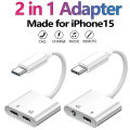 2 in 1 Type C to 3.5mm jack Audio Aux Charging Cable Headphone OTG Adapter For iPhone 15 Pro Max Plus .