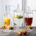 Glass Beverage Dispenser, 3L Large Glass Juice Jug, Glass Drinking Cup, Fruit Juice Container With Lid, With Leak-Proof Faucet, Can Be Used For Pool Party And Social Events E. 