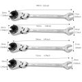 8-19mm Metric Flex-Head Ratcheting Wrench Professional Chrome Vanadium Steel Ratchet Wrenches Fast And Labor-Saving Dual-Use. 
