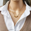 DIEYURO 316L Stainless Steel Gold Color Balls Beads Pendant Necklace For Women Fashion Girls Clavicle Chain Jewelry Party .