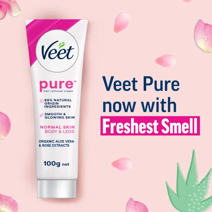 Veet%20100gm%20Normal%20Skin%20Hair%20Removal%20Cream%20for%20Body%20&%20Legs,%20Freshest%20Smell%20with%20With%20Organic%20Aelo%20Vera%20and%20Rose%20Extract,%20Dermatologically%20Tested%20-%20Image%204