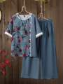 Trendy Floral Print Co-Ord Set For Women - Casual Top and Bottom 2 Piece Dress. 