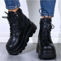 Gothic Black Boots Ankle Shoes on Heels Platform Sneakers Chunky for Women Luxury Designer Casual New Rock Booties. 