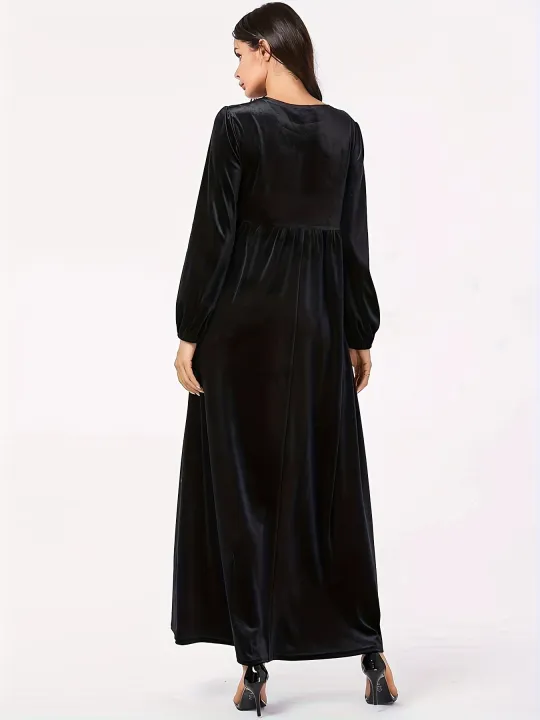 Plus%20Size%20Women's%20Velvet%20Maxi%20Dress%20Long%20Sleeve%20Round%20Neck%20High%20Waist%20Loose%20Casual%20Modest%20Long%20Dress%20-%20Image%203