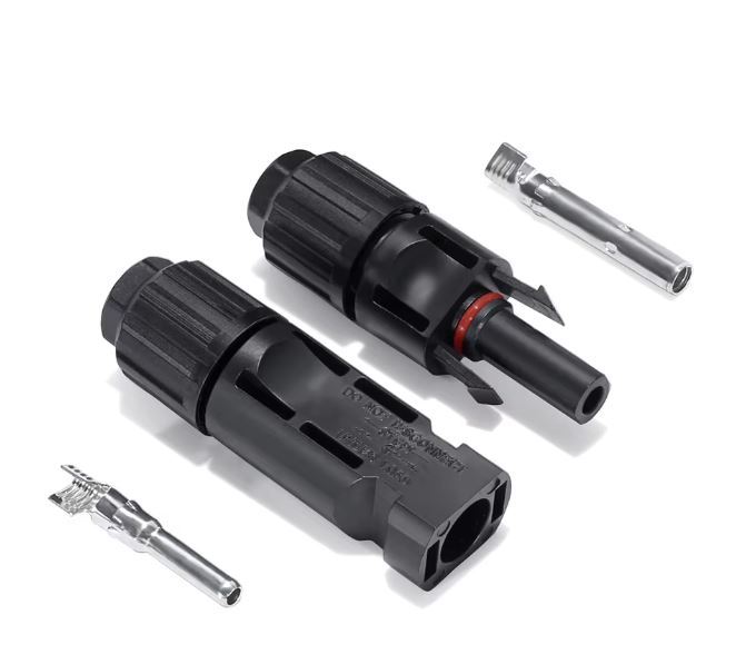 PAIR OF MC4 CABLE CONNECTORS / PLUGS FOR SOLAR PANELS, EXTENSION LEADS OR PHOTOVOLTAIC SYSTEMS